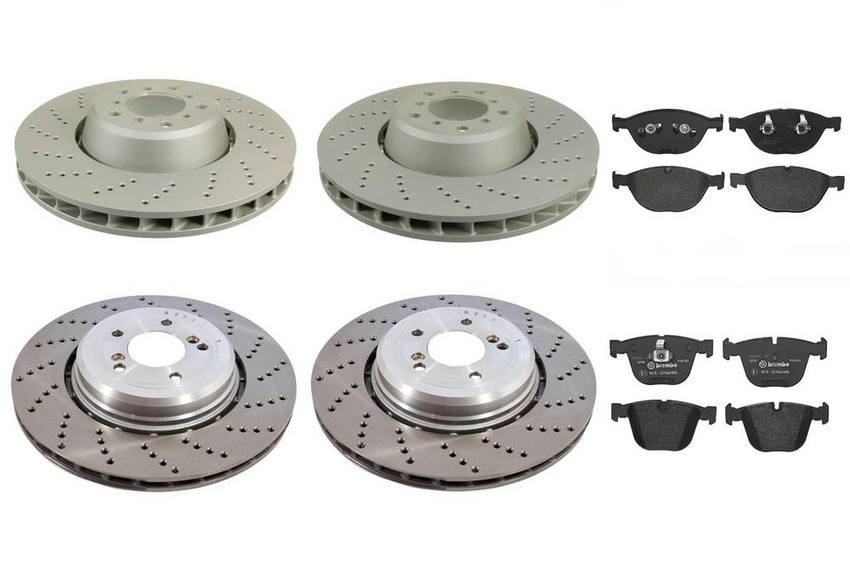 BMW Brake Pad and Rotor Kit Front and Rear (374mm/370mm) (LowMet